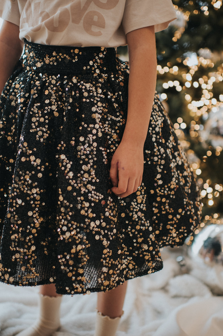 Black And Gold Sparkle Sequin Skirt