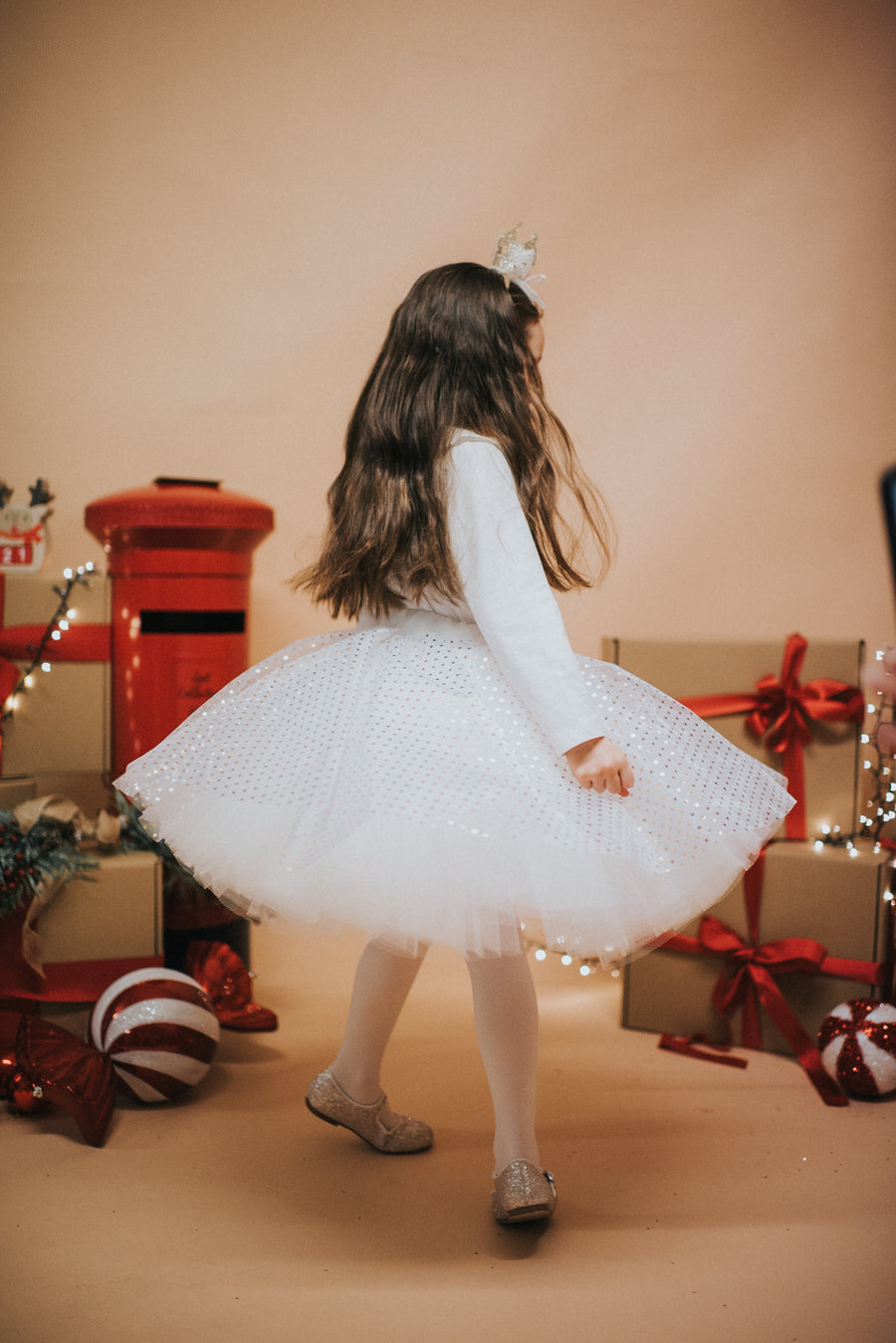 Ivory Sparkle Tulle Kids Skirt