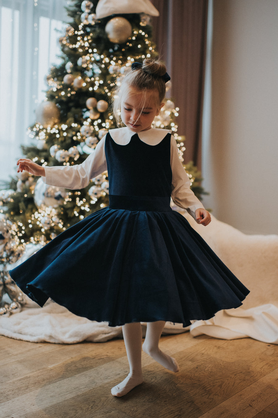 Kaya Navy Velvet Pinafore Dress