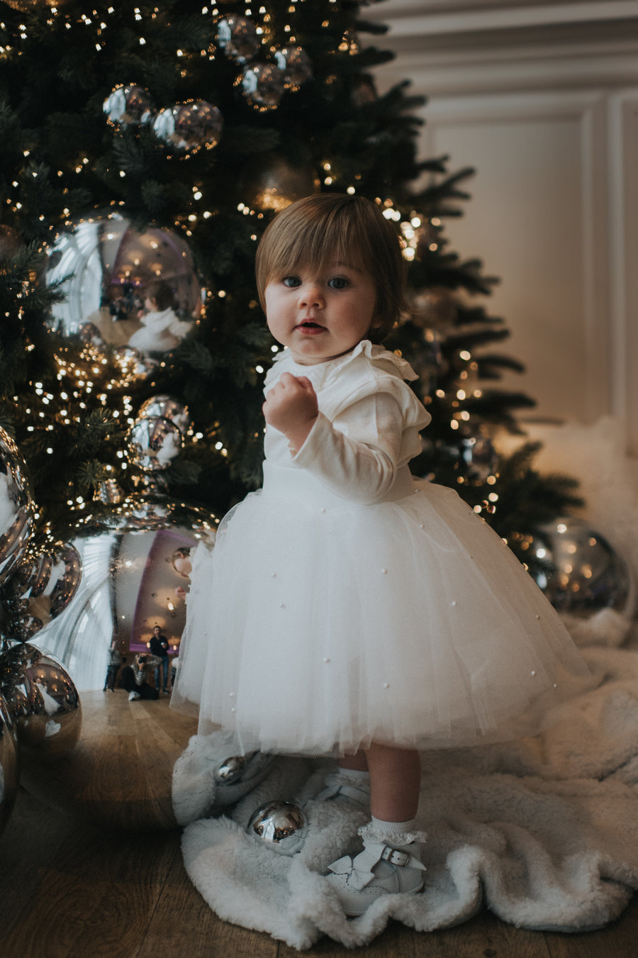 Ivory Pearl Tulle Kids Skirt