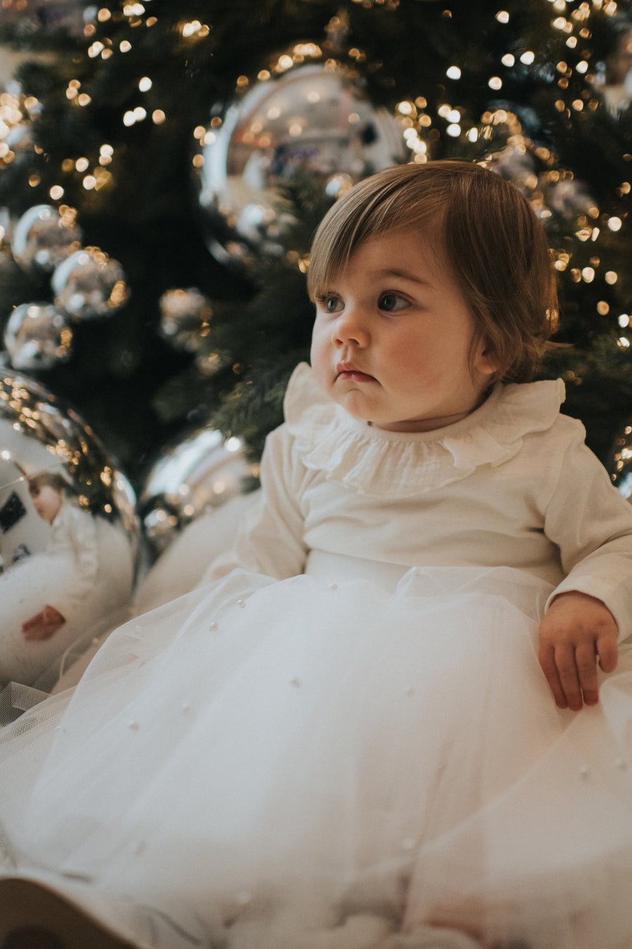 Ivory Pearl Tulle Kids Skirt