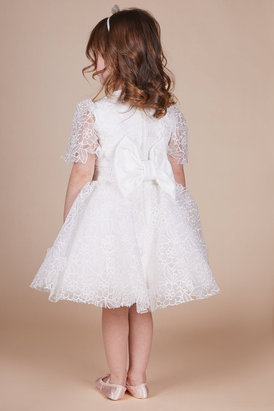 Sia White Cutwork Lace Mini Maid Dress