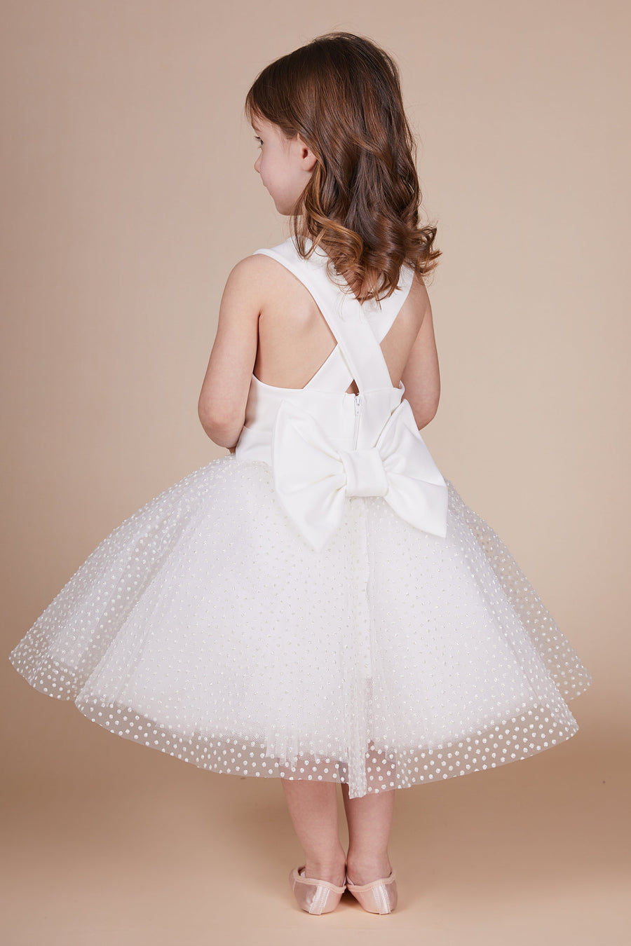 Luna Ivory Sparkly Spot Tulle Mini Maid Dress