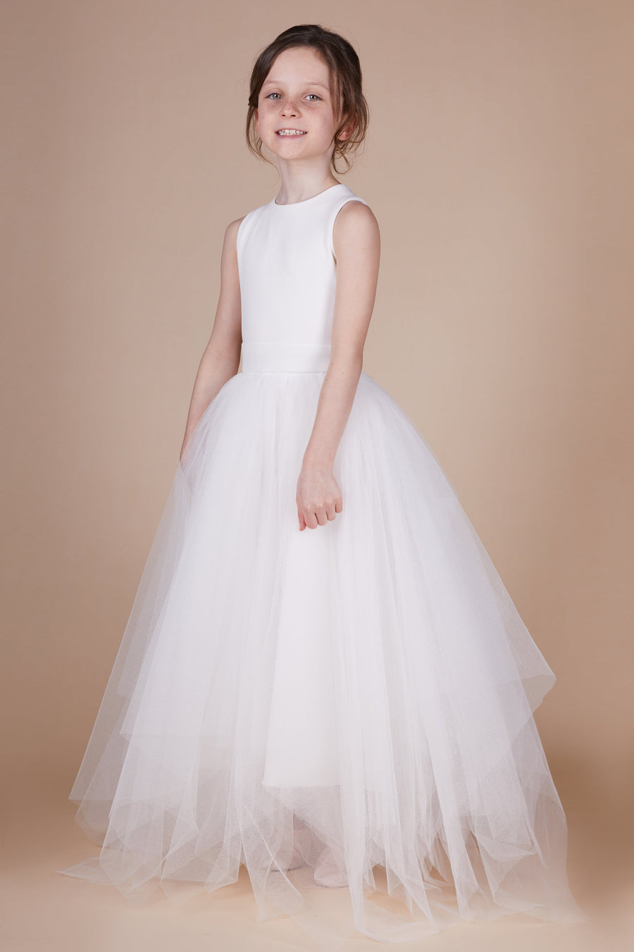 Pippa Ivory Choppy Tulle Mini Maid Dress