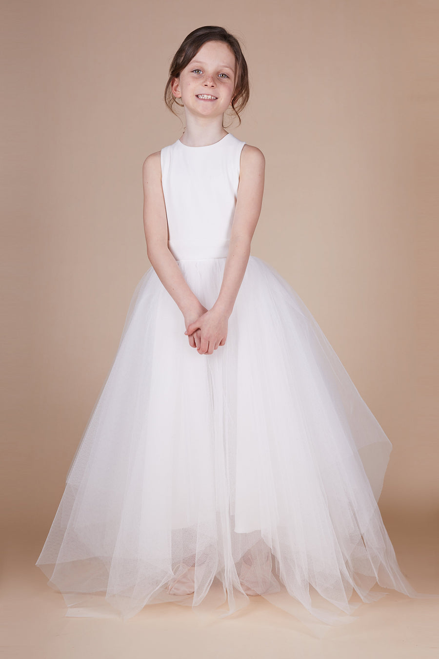 Pippa Ivory Choppy Tulle Mini Maid Dress