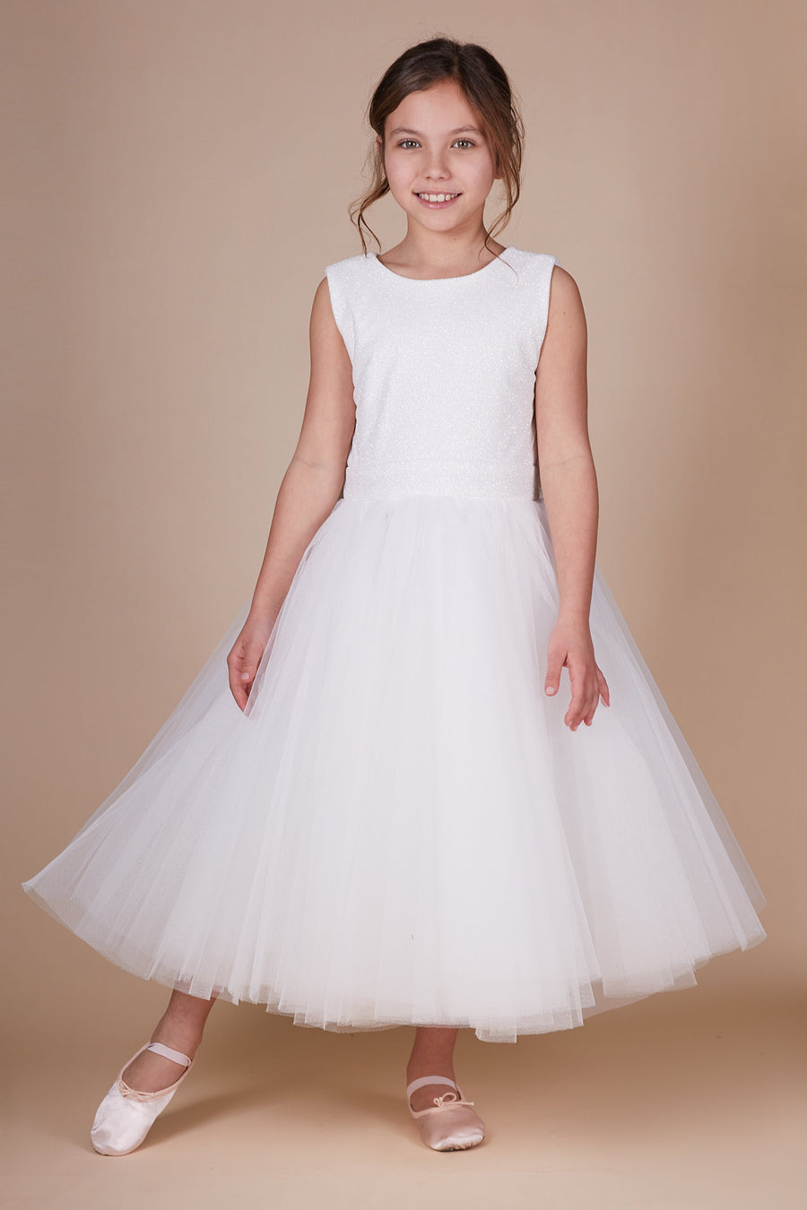 Rosie Ivory Sparkle Bow Tulle Mini Maid Dress