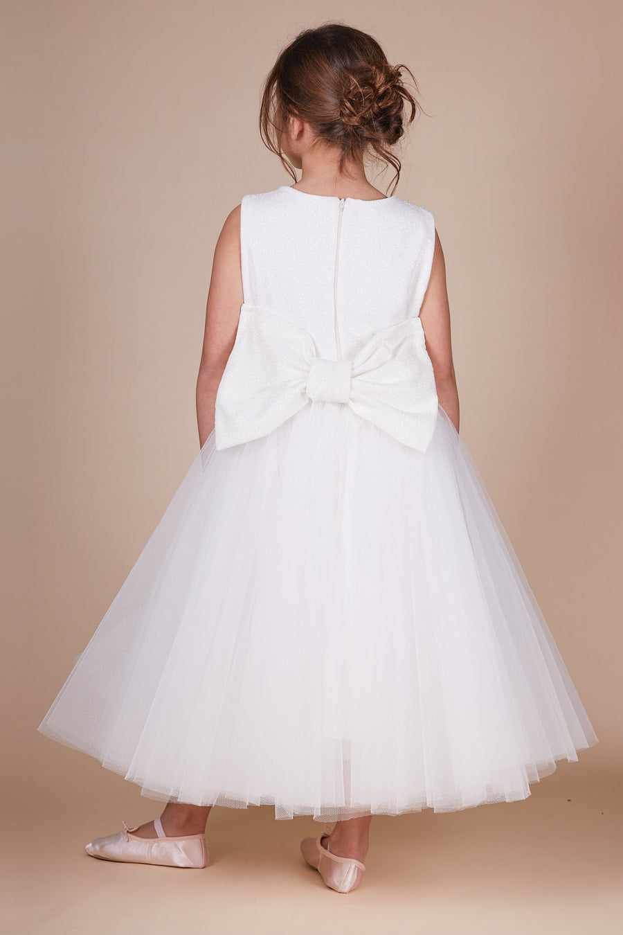 Rosie Ivory Sparkle Bow Tulle Mini Maid Dress