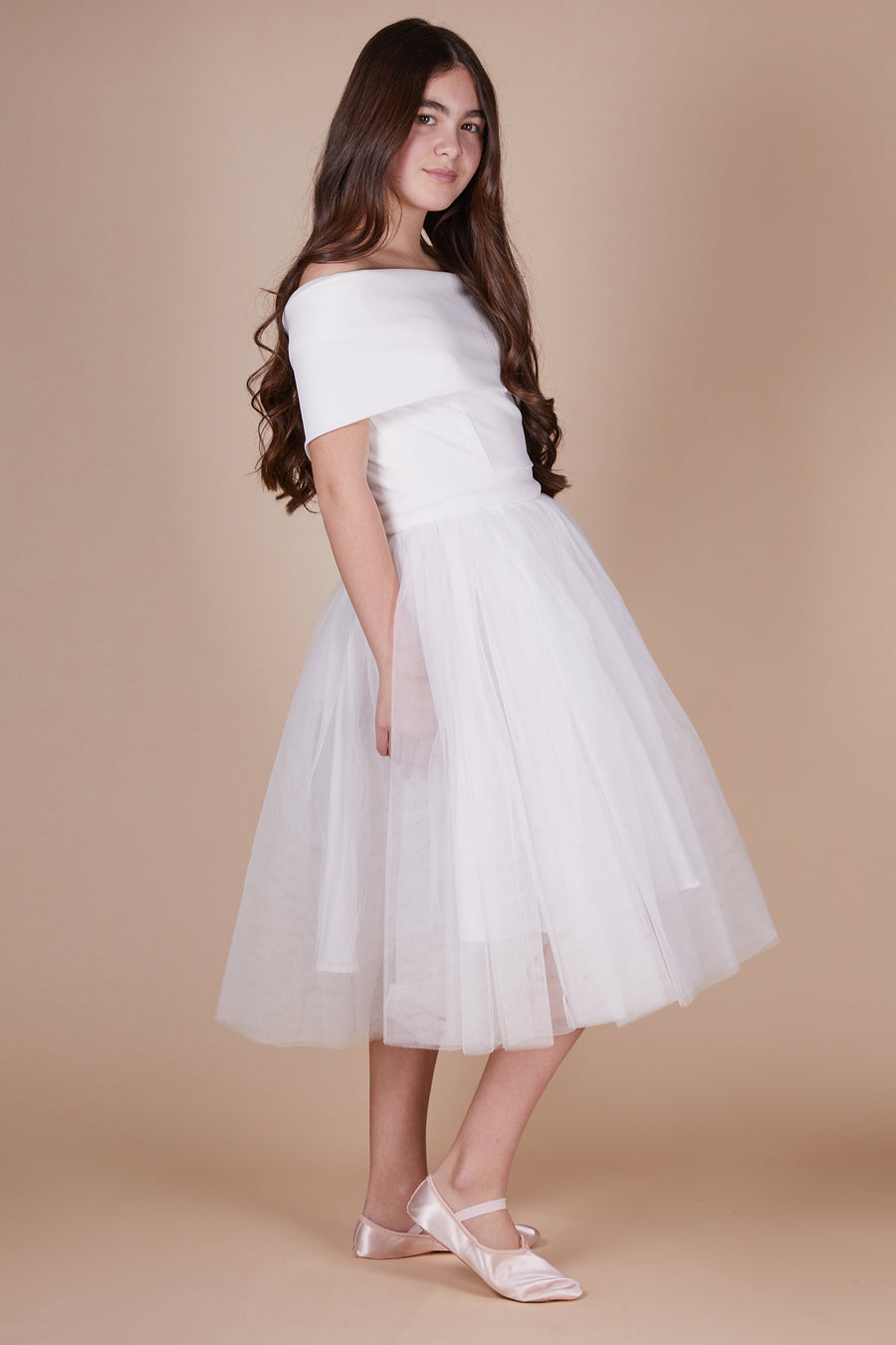 Holly Ivory Tulle Mini Maid Dress